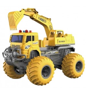 Радиоуправляем строителен багер Crazon - Със звукови и светлинни ефекти, 1:16, жълт