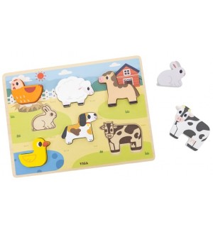Релефен пъзел Viga Toys - Ферма