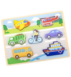 Релефен пъзел Viga Toys - Превозни средства