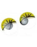 Рисувани очички с мигли за декорация Ем Арт - 15 mm,  жълти (50 бр.)