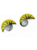 Рисувани очички с мигли за декорация Ем Арт - 15 mm,  жълти (50 бр.)