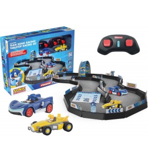 Състезателен комплект Carrera RC Car - Team Sonic Racing, писта с колички, 1:43