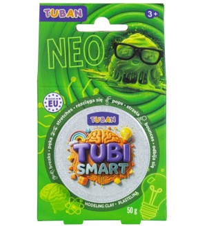 Сензорна маса за моделиране Tuban - Tubi Smart, Neo, 50 g, зелен неон