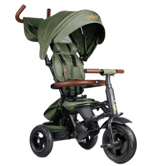 Сгъваема детска триколка QPlay - Rito Deluxe, Air Gel Wheels, Olive Green