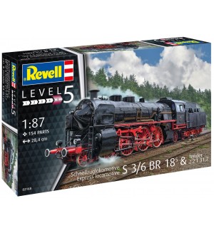 Сглобяем модел Revell Съвременни: Влакове - Локомотив на експресен влак Tender S3/6 BR18
