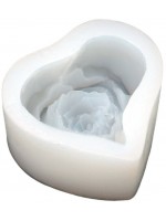 Силиконов молд (форма) Ем Арт - Роза сърце, 65 x 72 x 34 mm 