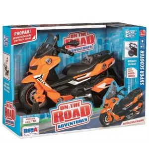 Скутер за сглобяване RS Toys - със звук и светлина, 1:18, оранжев