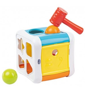 Сортер за подреждане 2 в 1 Chicco - Кубче с чукче