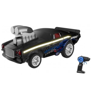 Спортна кола с LED светлини и звукови ефекти Crazon - С дистанционно управление, 1:16, черна