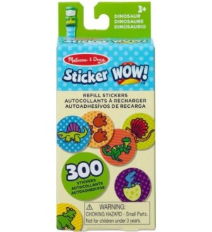 Стикери за презареждане Melissa & Doug - Динозавър, 300 броя