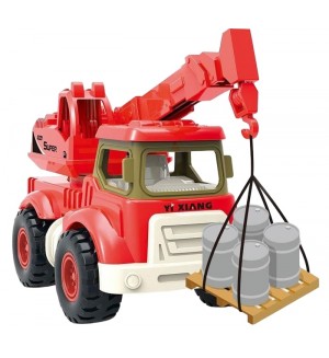 Строително превозно средство Raya Toys - Кран, червено 