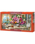 Панорамен пъзел Castorland от 4000 части - Летни цветя и чаша чай