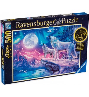 Светещ пъзел Ravensburger от 500 части - Вълци