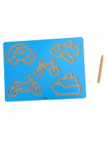 Тактилна дъска Viga Toys - Изписване контури на превозни средства