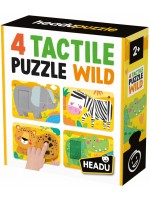 Тактилни пъзели Headu - Диви животни, 4 броя