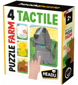 Тактилни пъзели Headu - Ферма, 4 броя