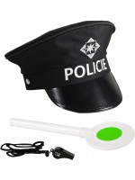 Театрален комплект Rappa - Полицай, с черна шапка, палка и свирка Театрален комплект Rappa - Полицай, с черна шапка, палка и свирка