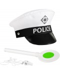 Театрален комплект Rappa - Полицай, с шапка, палка и свирка, бял
