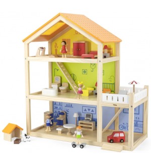 Триетажна дървена къща за кукли Viga