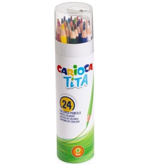 Цветни моливи Carioca Tita - 24 цвята + острилка 