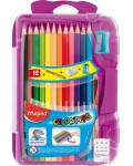 Цветни моливи Maped Color Peps - 12 цвята, лилава кутия 