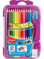 Цветни моливи Maped Color Peps - 12 цвята, лилава кутия 