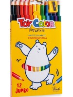 Цветни моливи Toy Color - Jumbo, с острилка, 12 цвята