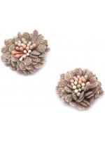 Цветя за декорация Ем Арт - Ламе, 3 cm, бежови (2 бр.)