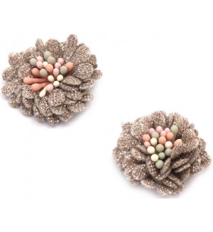 Цветя за декорация Ем Арт - Ламе, 3 cm, бежови (2 бр.)