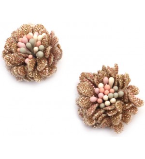 Цветя за декорация Ем Арт - Ламе, 3 cm, златисти (2 бр.)