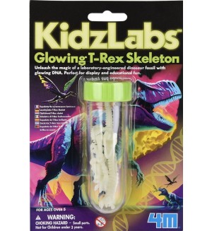 Творчески комплект 4M KidzLabs - Скелет на динозавър Ти-Рекс, светещ