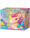 Творчески комплект 4M KidzMaker - Оцвети сам касичка блестящ еднорог