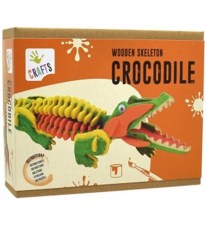 Творчески комплект Andreu Toys - Дървен 3D пъзел, Скелет на крокодил