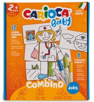 Творчески комплект Carioca Baby - Пъзел за оцветяване, 8 маркера