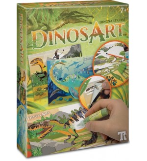 Творчески комплект DinosArt - Изкуство с пясък и фолио, Динозаври