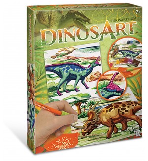 Творчески комплект DinosArt - Направи си картини с камъчета, Динозаври