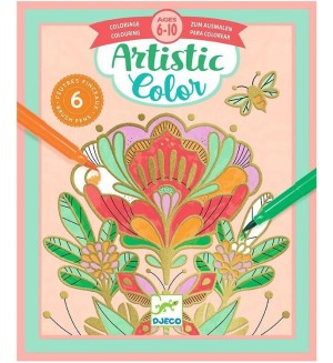 Творчески комплект Djeco Artistic Color - Направи картини с флумастери, Цветя