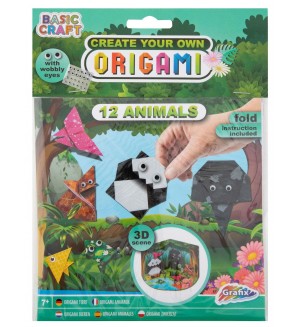 Творчески комплект Grafix - Направи си сам Оригами, 12 животни