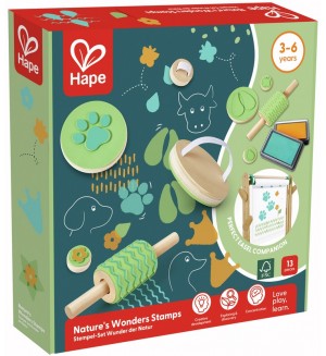 Творчески комплект Hape International - Печати ''Чудесата на природата'', 13 части