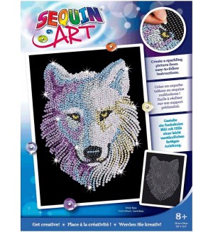 Творчески комплект KSG Crafts - Изкуство с пайети, Бял вълк