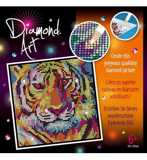 Творчески комплект KSG Crafts - Рисуване с диаманти, Тигър