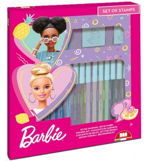 Комплект флумастери Multiprint Barbie - 18 броя, с 2 печата