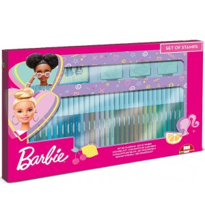 Комплект флумастери Multiprint Barbie - 36 броя, с 3 печата