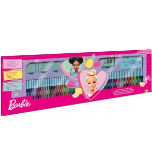Комплект флумастери Multiprint Barbie - 60 броя, с 4 печата