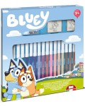 Комплект флумастери Multiprint Bluey - 18 броя, с 2 печата