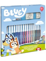 Комплект флумастери Multiprint Bluey - 18 броя, с 2 печата