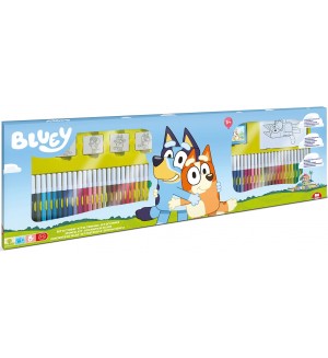 Комплект флумастери Multiprint Bluey - 60 броя, с 4 печата