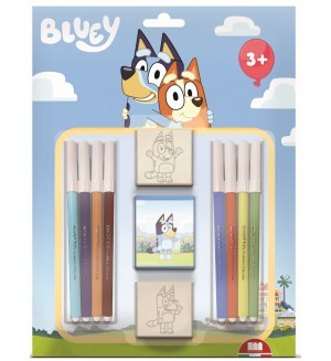 Комплект флумастери Multiprint Bluey - 8 броя, с 2 печата
