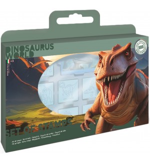 Комплект печати Multiprint Dinosaurs World - 7 броя, с 3 флумастера