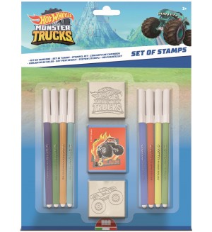 Комплект флумастери Multiprint Hot Wheels - 8 броя, с 2 печата